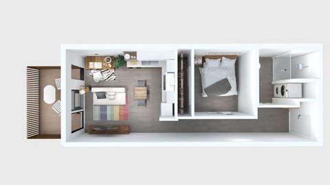 Floor plan for 1 bed, 1 bath, 533 sqft